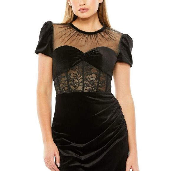 Mac Duggal 20742 Sheer Neck Tulip Hem Evening Dress NEW NWT - Picture 2 of 8